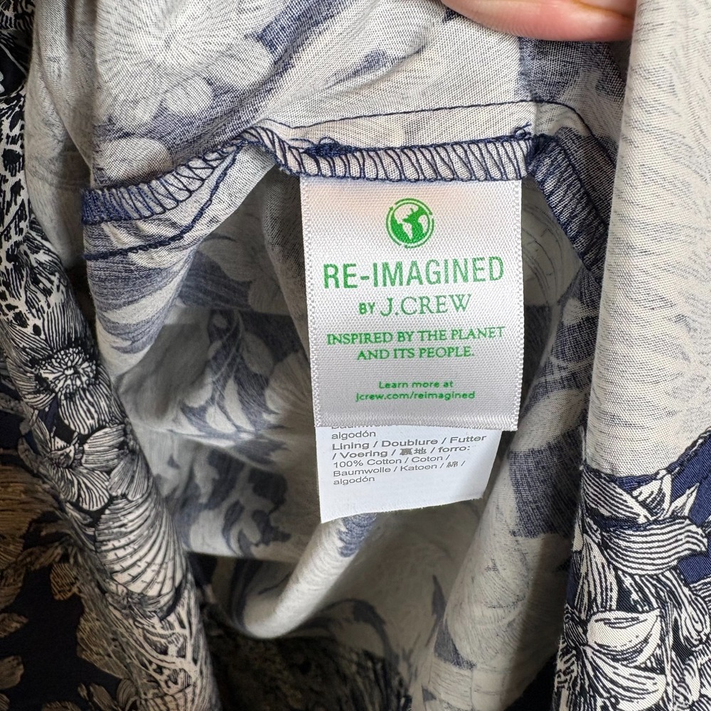 J Crew Collection Gathered Midi Dress 10 Navy Blue Ratti Seashell Coastal - Picture 7 of 11